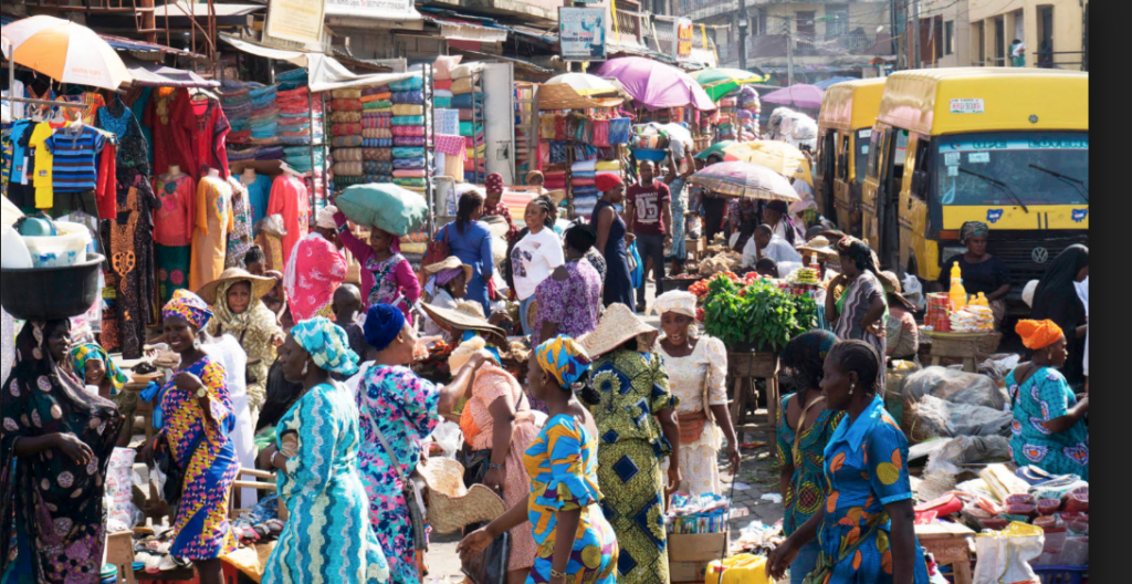 Women dressed in African wax fabric